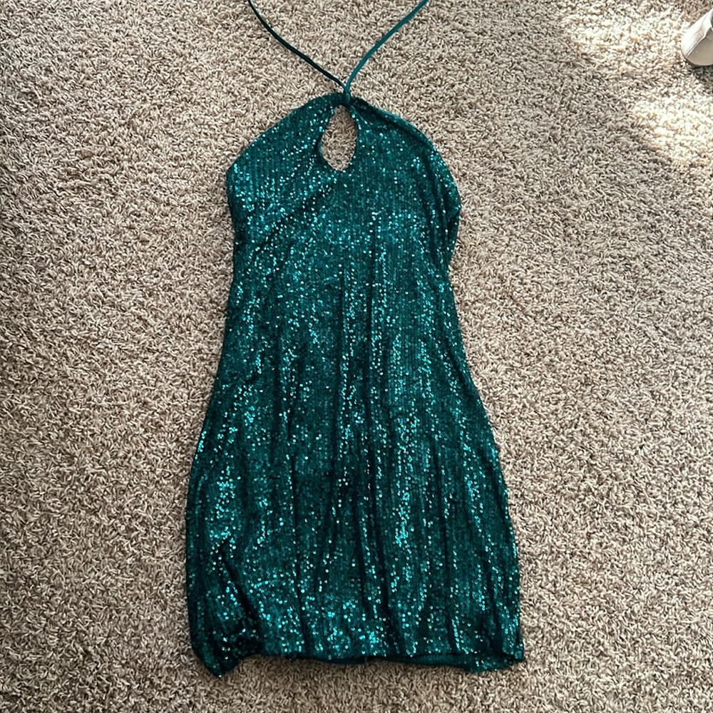 Green Sequin Size S Mini Dress